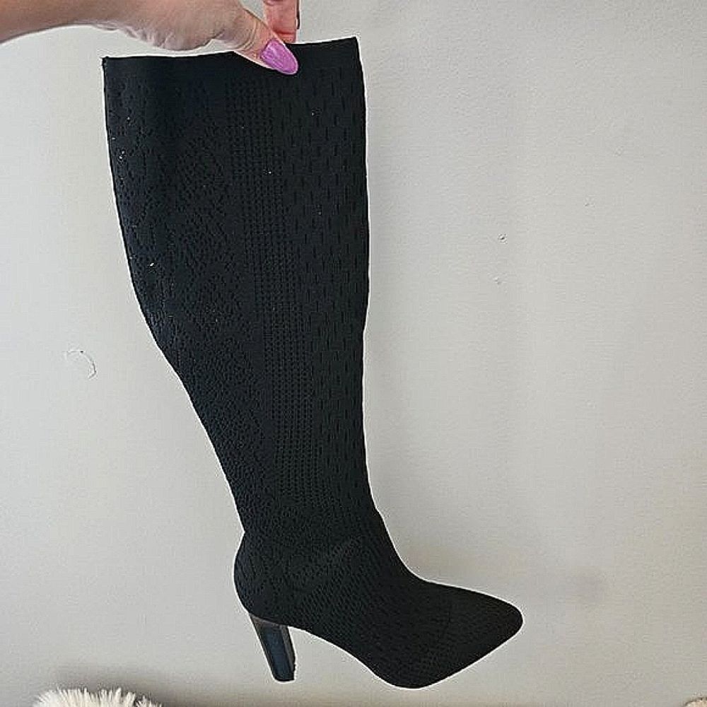 Charles by Charles David Women's Black Dalton Diamond Knit Tall Boots Size 6.5
